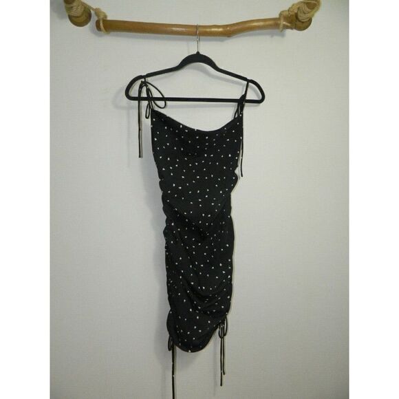 Lioness Dress Black White Hearts String Along Mini Adjustable Dress Size X-Small - Picture 8 of 10